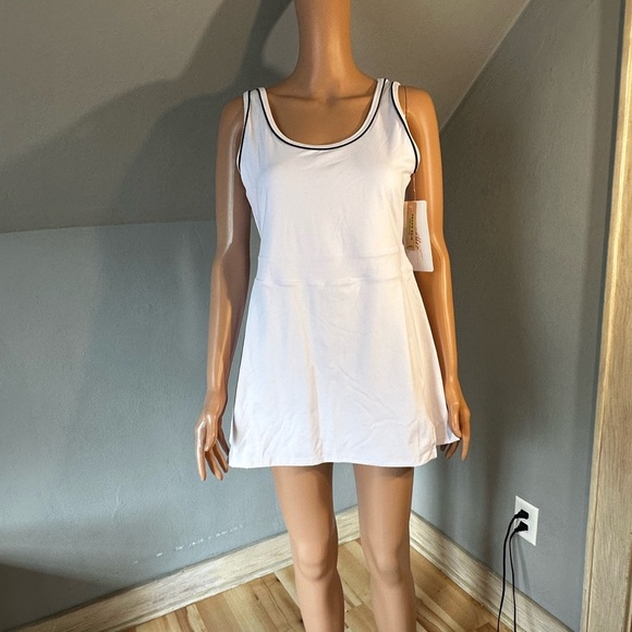 Gottex White Racer Back Mini Dress Athletic Tennis Style Size Large NWT - Picture 2 of 5